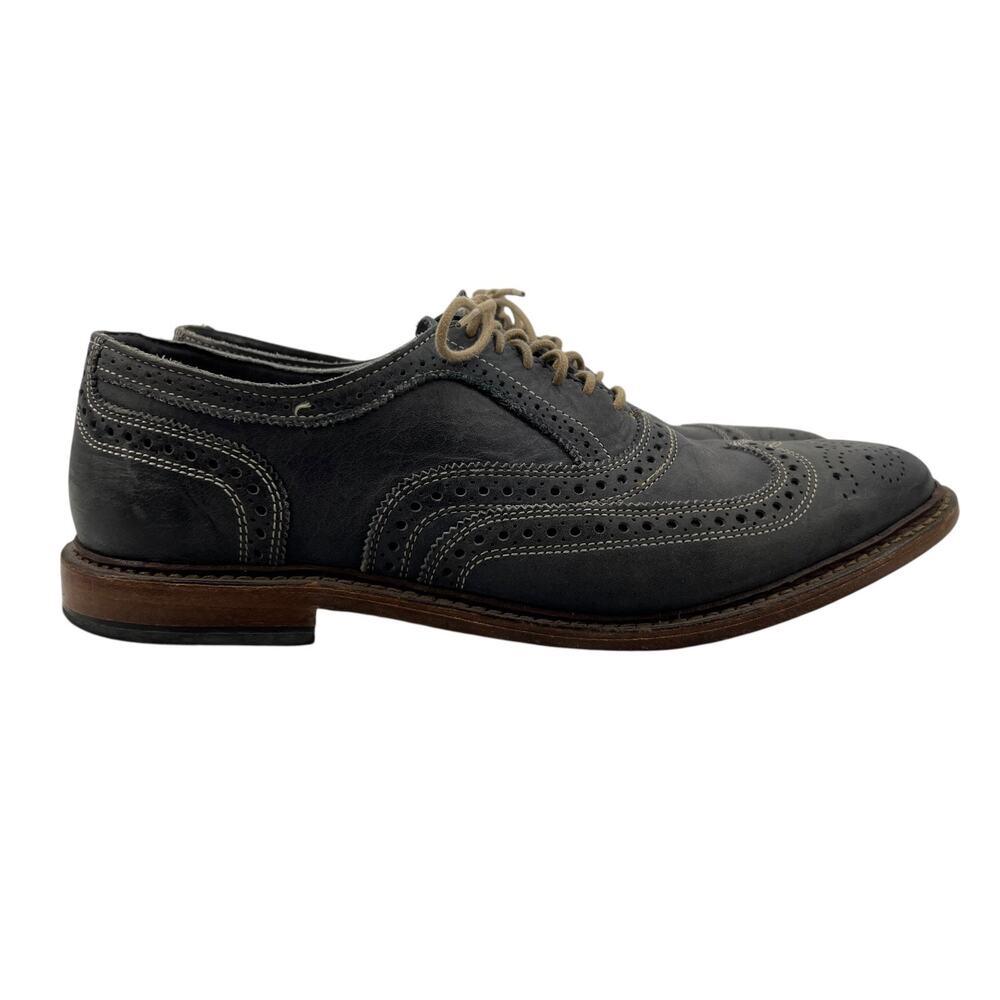 Allen Edmonds Mens 10.5 Shoe Chalkboard Gray Leather Neumok Wingtip Oxford Dress